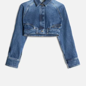 Denim Cropped Jacket in Waivy