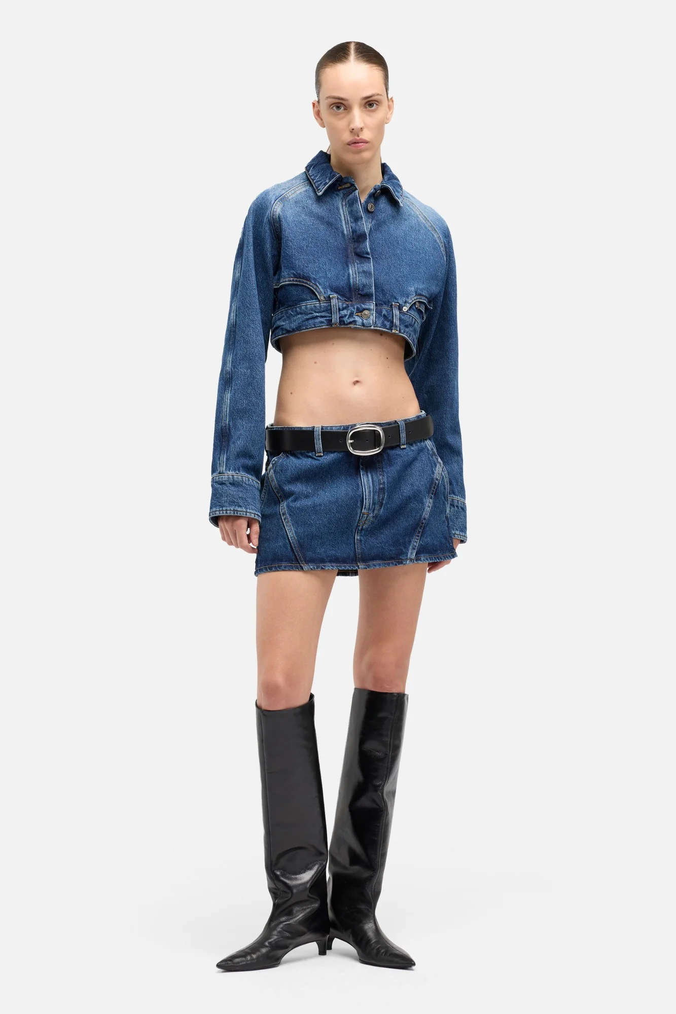 Denim Cropped Jacket in Waivy - Image 2