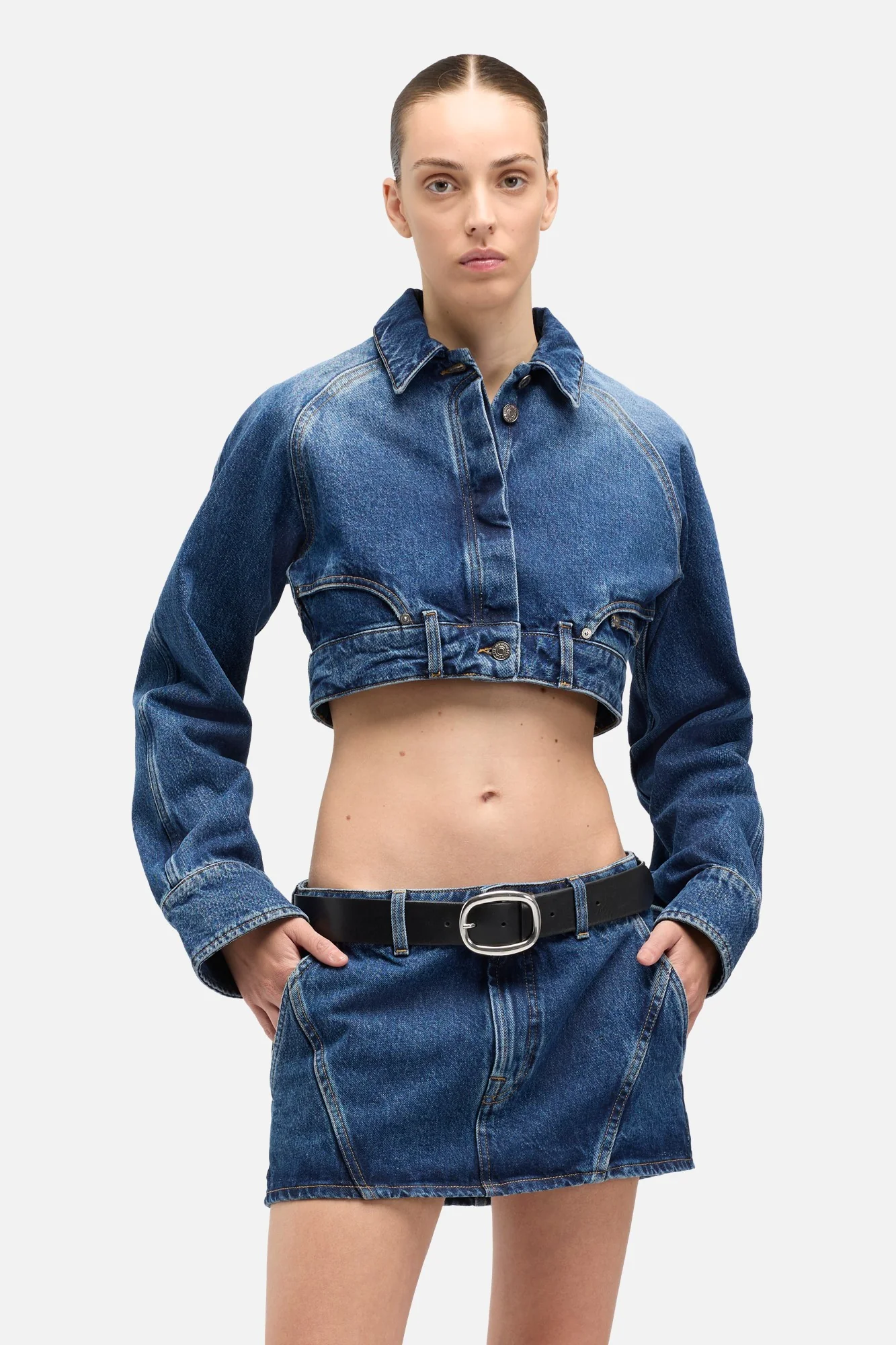 Denim Cropped Jacket in Waivy - Image 3