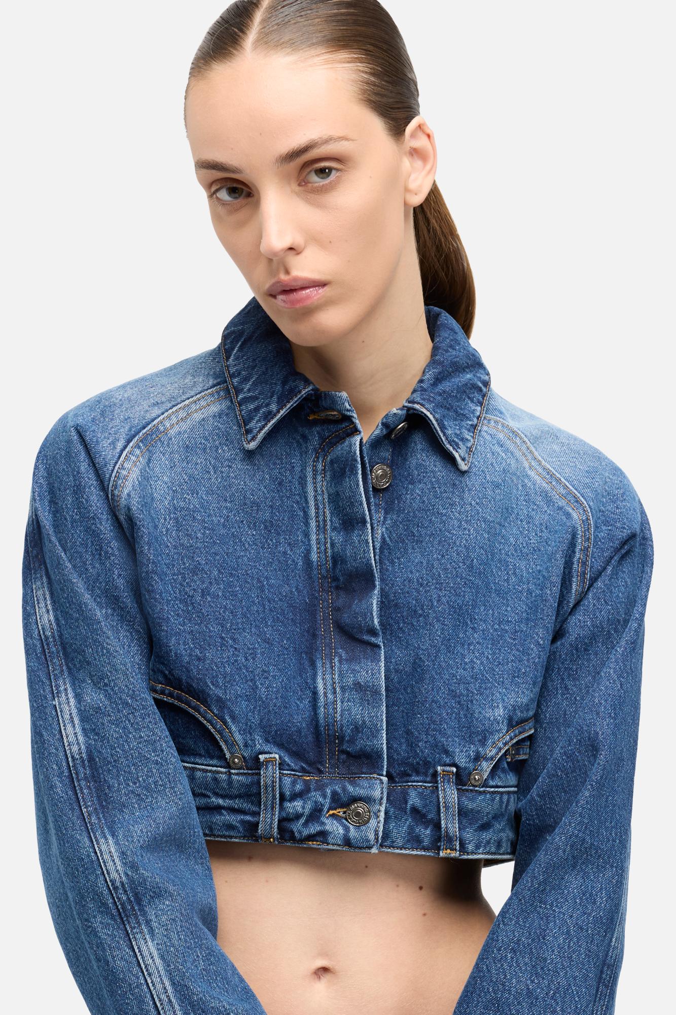 Denim Cropped Jacket in Waivy - Image 4