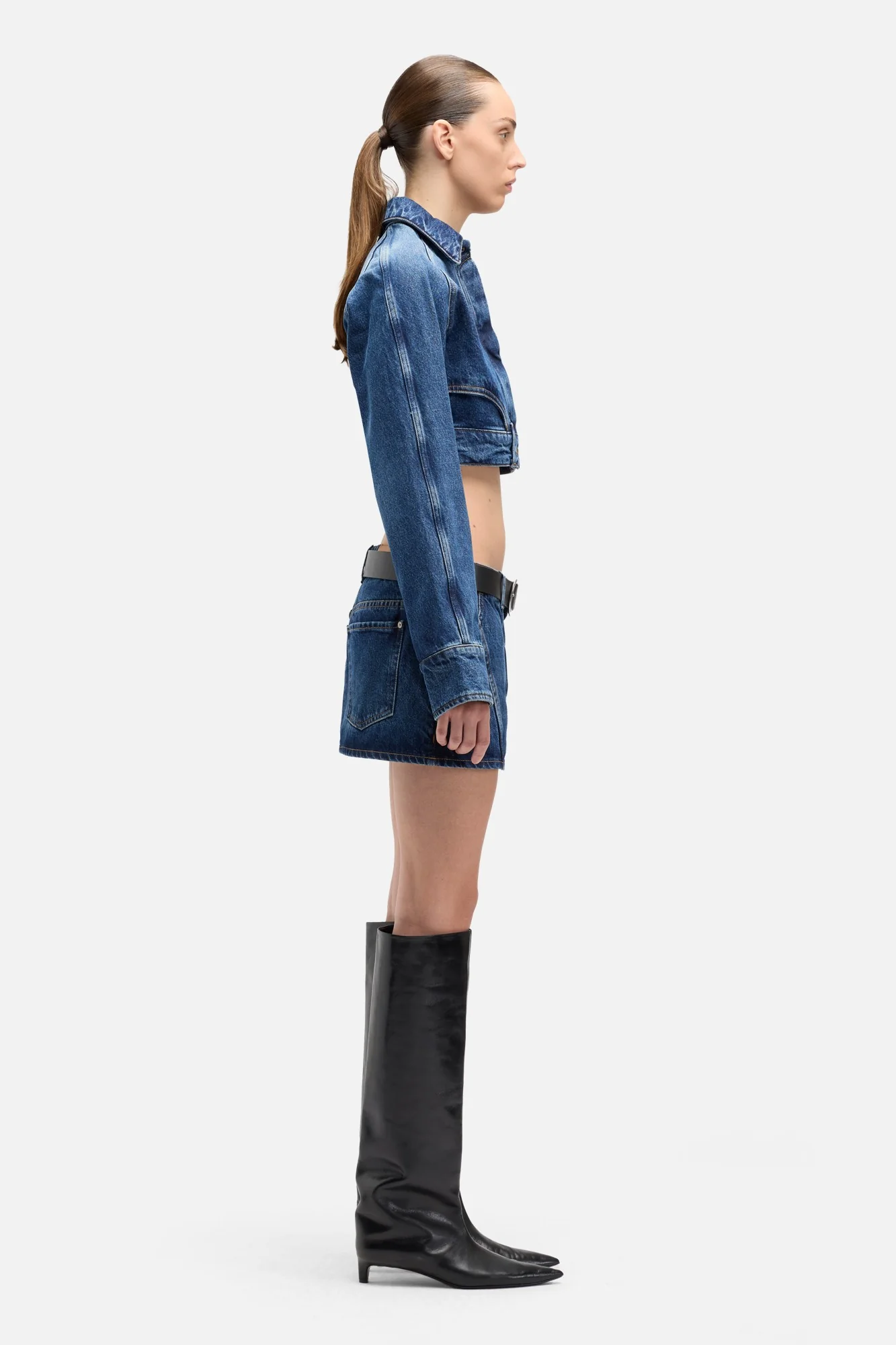 Denim Cropped Jacket in Waivy - Image 6