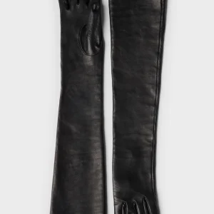 LONG GLOVES in Faux Leather Black