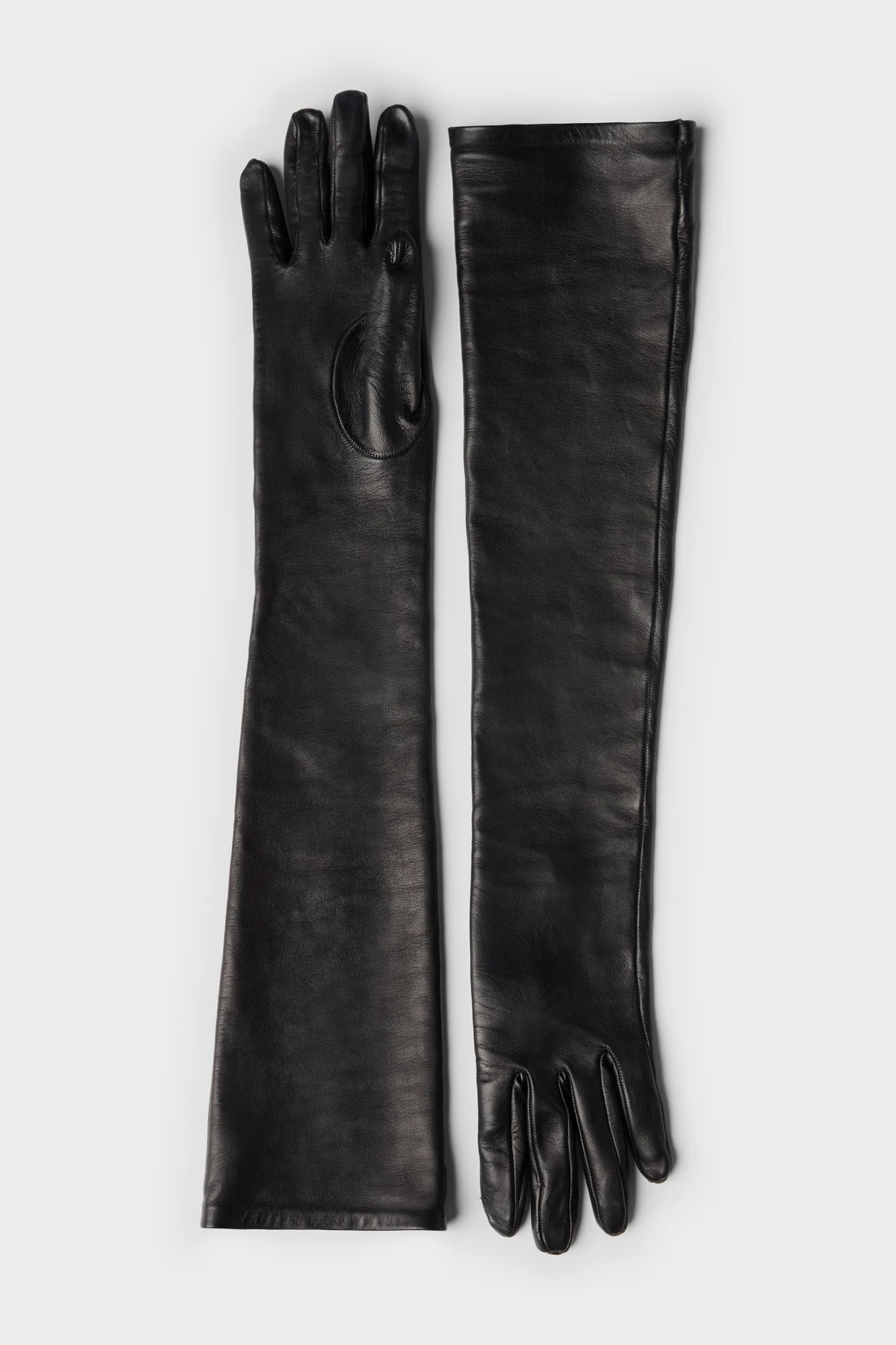 LONG GLOVES in Faux Leather Black