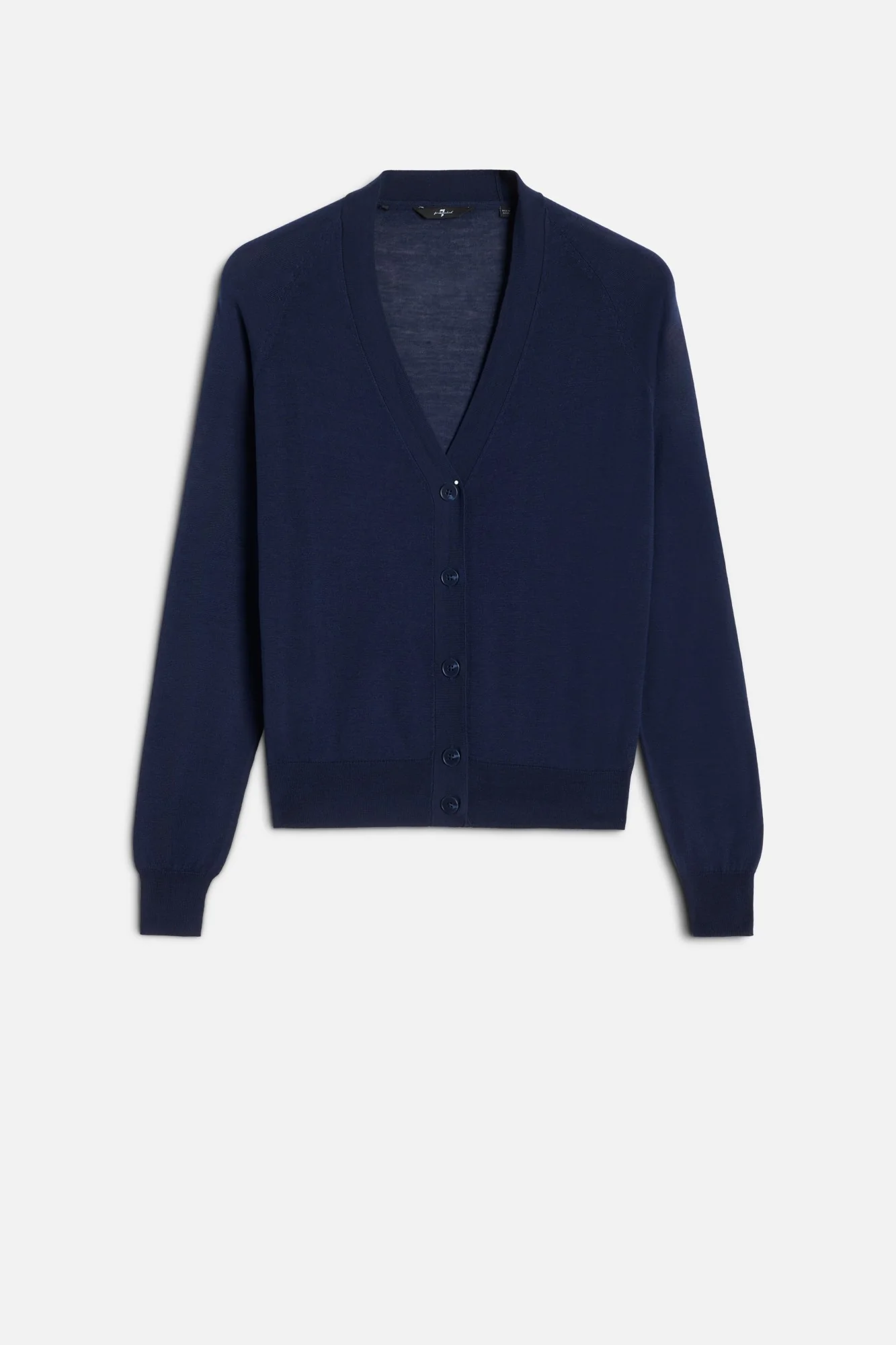 Silk Blend V-Neck Cardigan in Navy