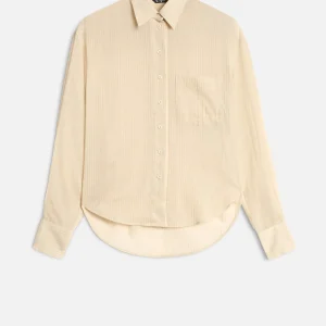 Oversize Button Down in Beige Stripe
