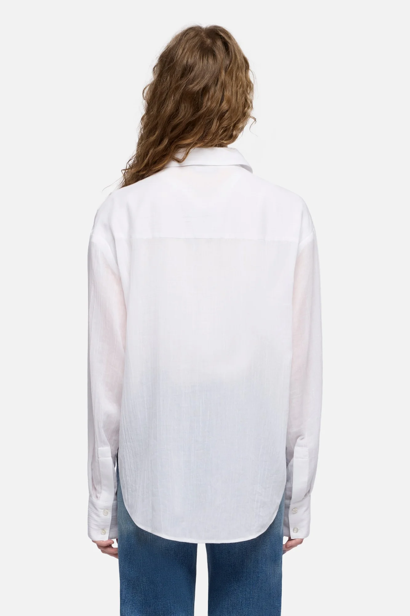 OVERSIZE BUTTON DOWN SHIRT in Cotton Voile Optical White - Image 5