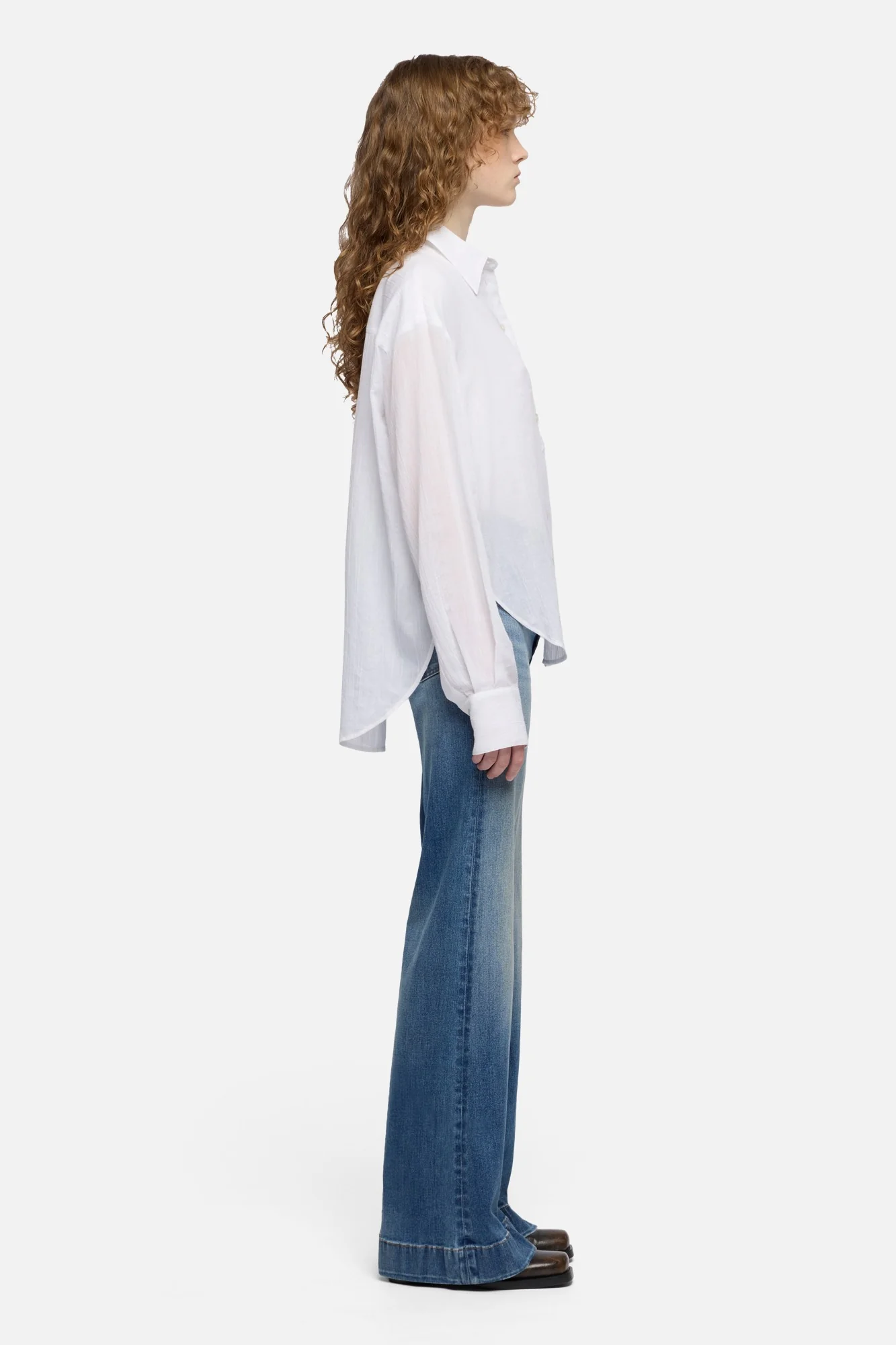 OVERSIZE BUTTON DOWN SHIRT in Cotton Voile Optical White - Image 6