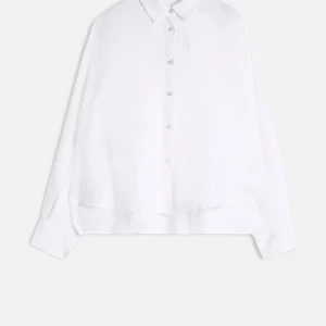 Linen Cropped Shirt in Optical White
