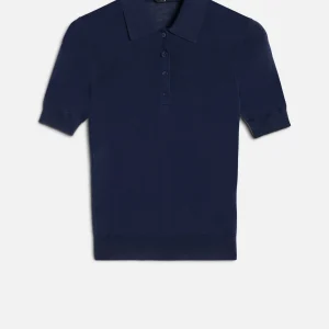 Silk Blend Polo in Navy