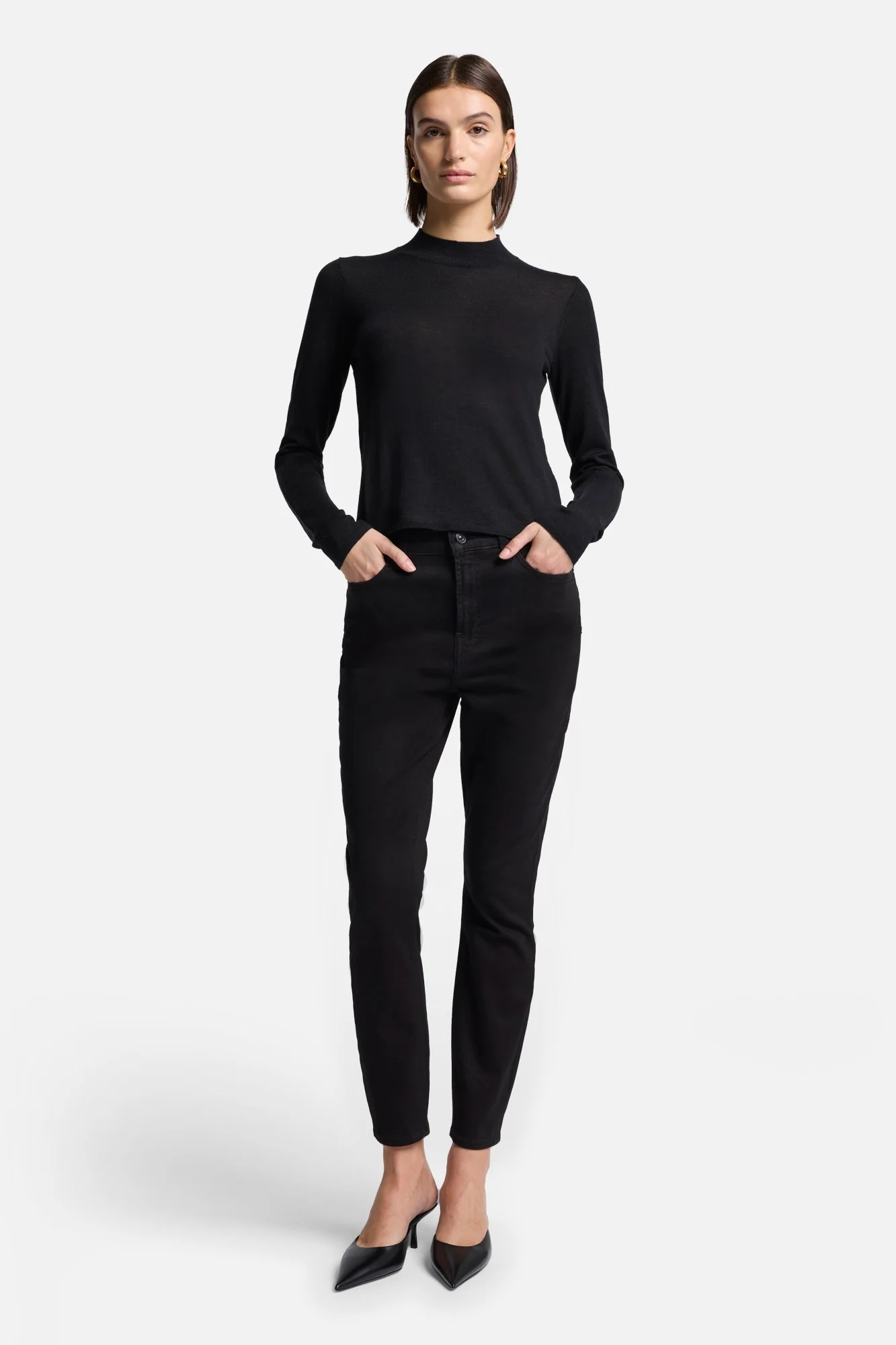 High Waist Ankle Skinny in Night Black - Image 2