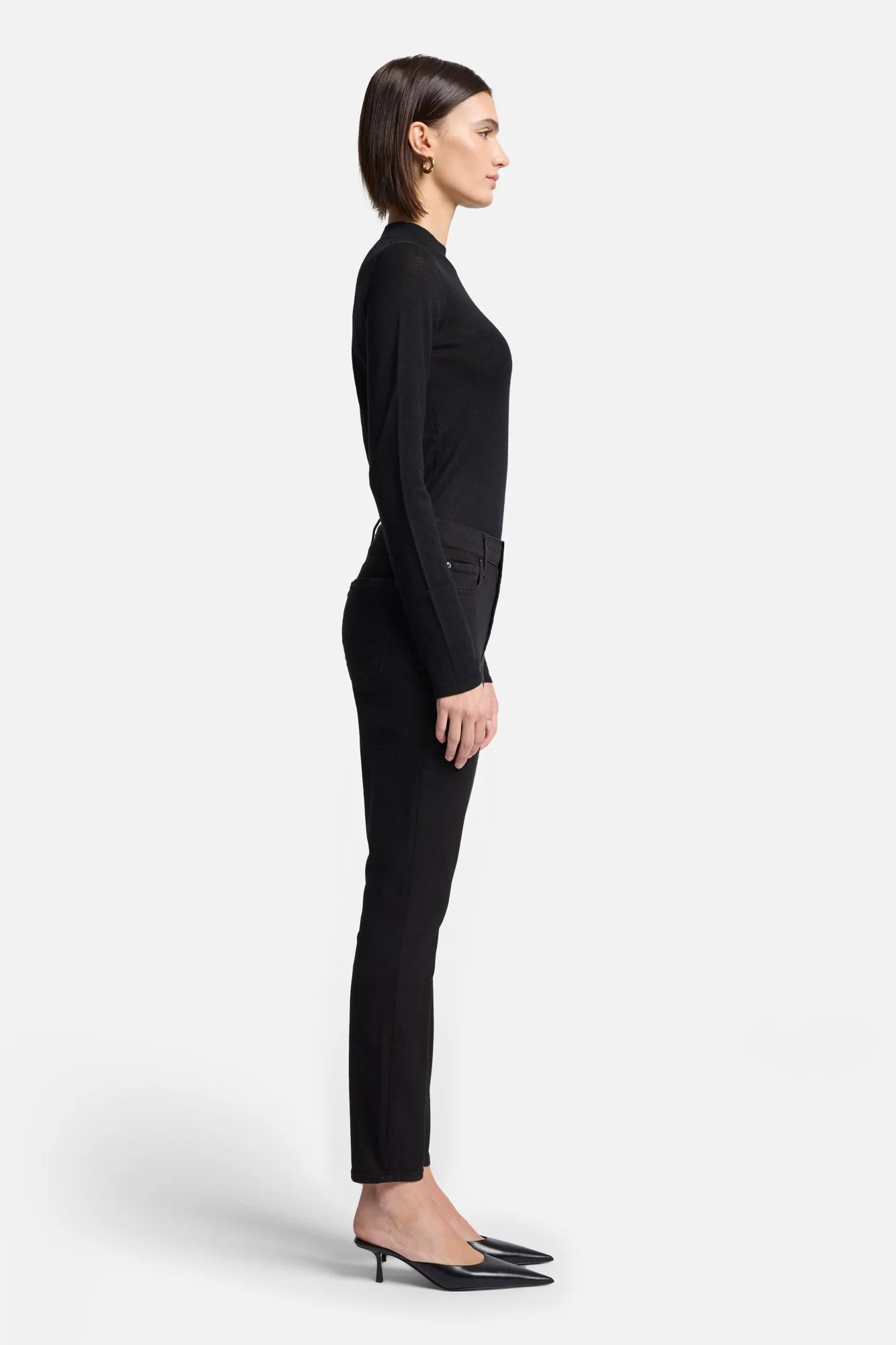 High Waist Ankle Skinny in Night Black - Image 6