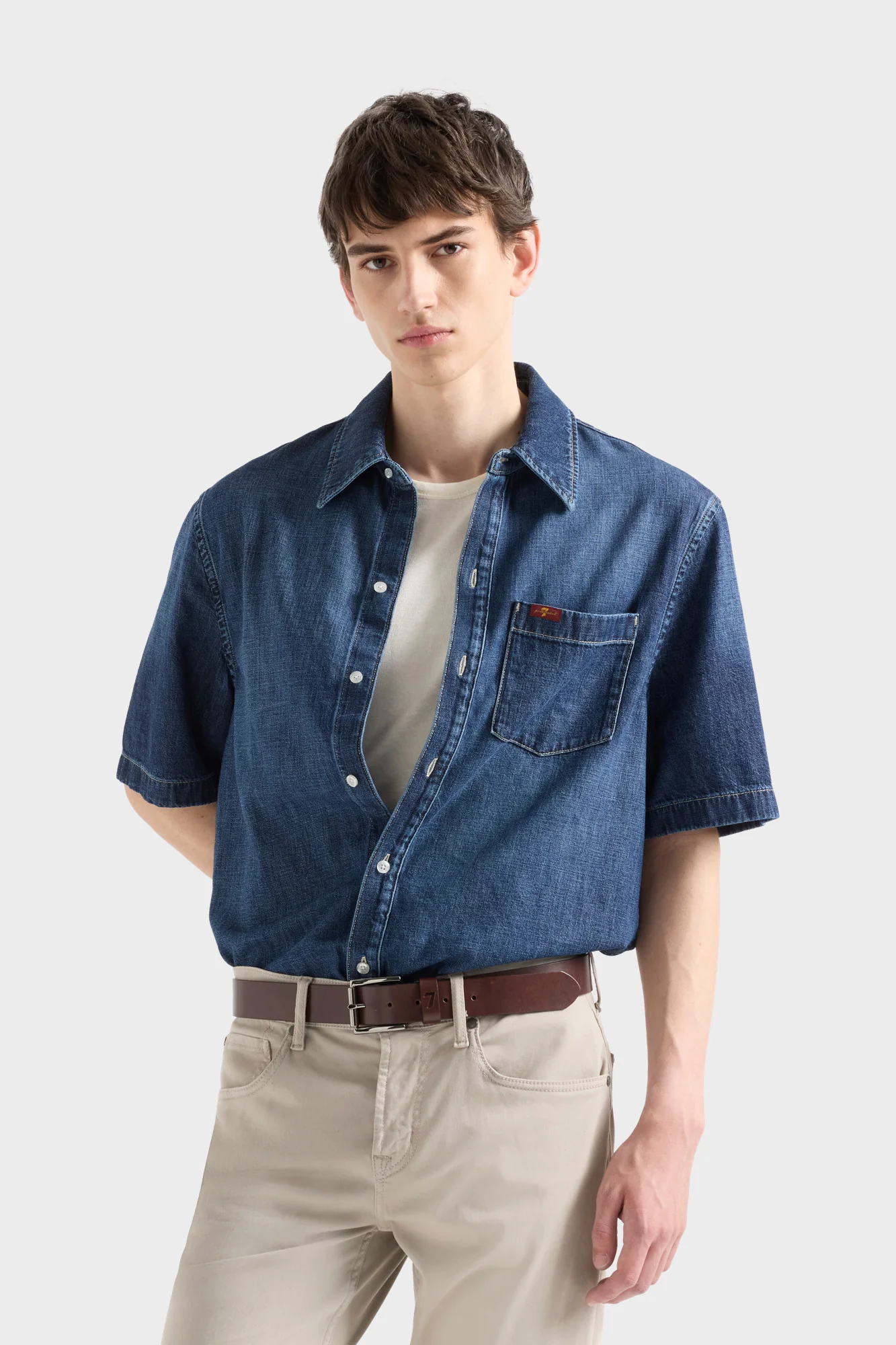 SHORT SLEEVE REGULAR SHIRT in Denim Duster - Image 3