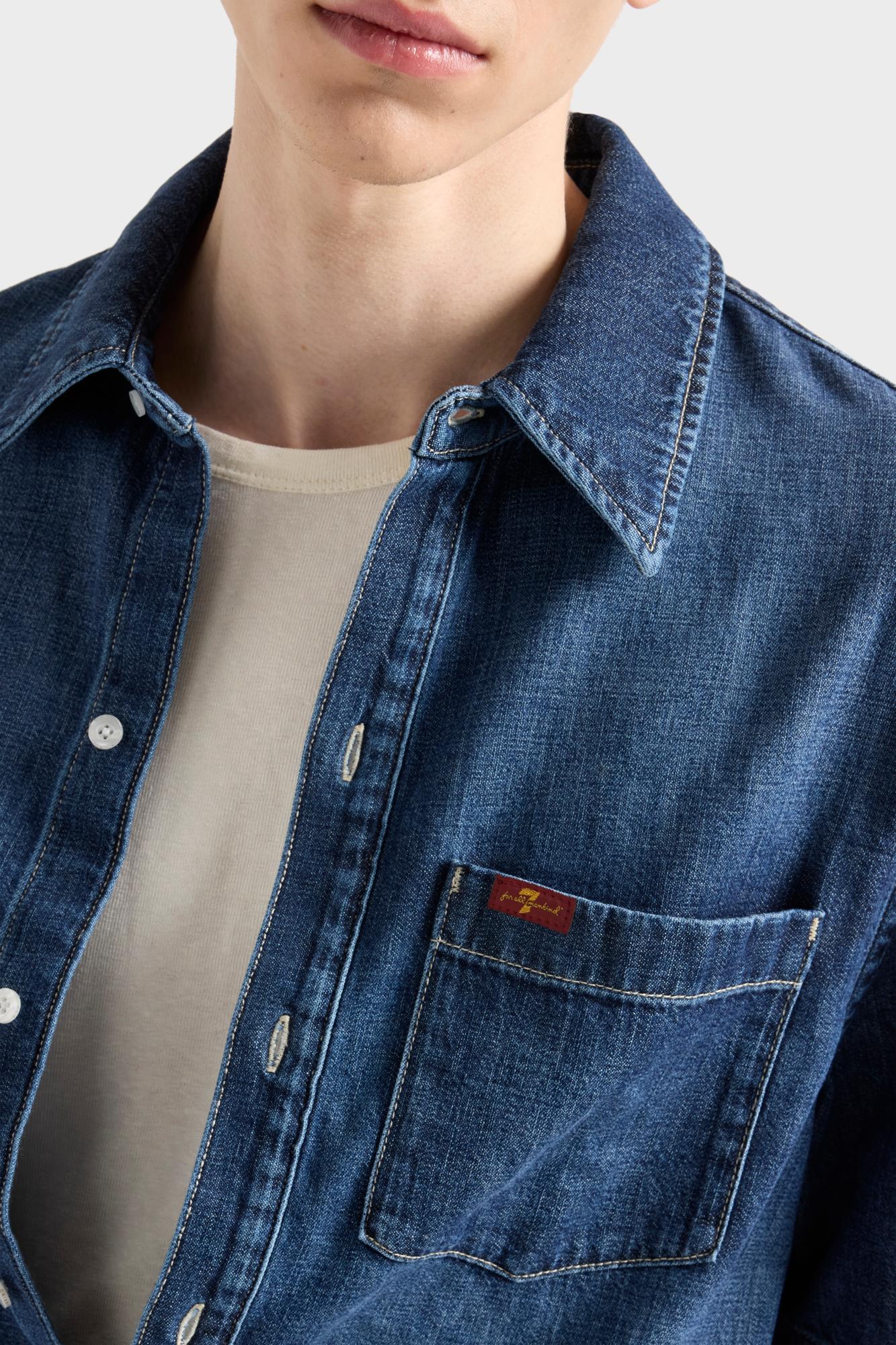 SHORT SLEEVE REGULAR SHIRT in Denim Duster - Image 4