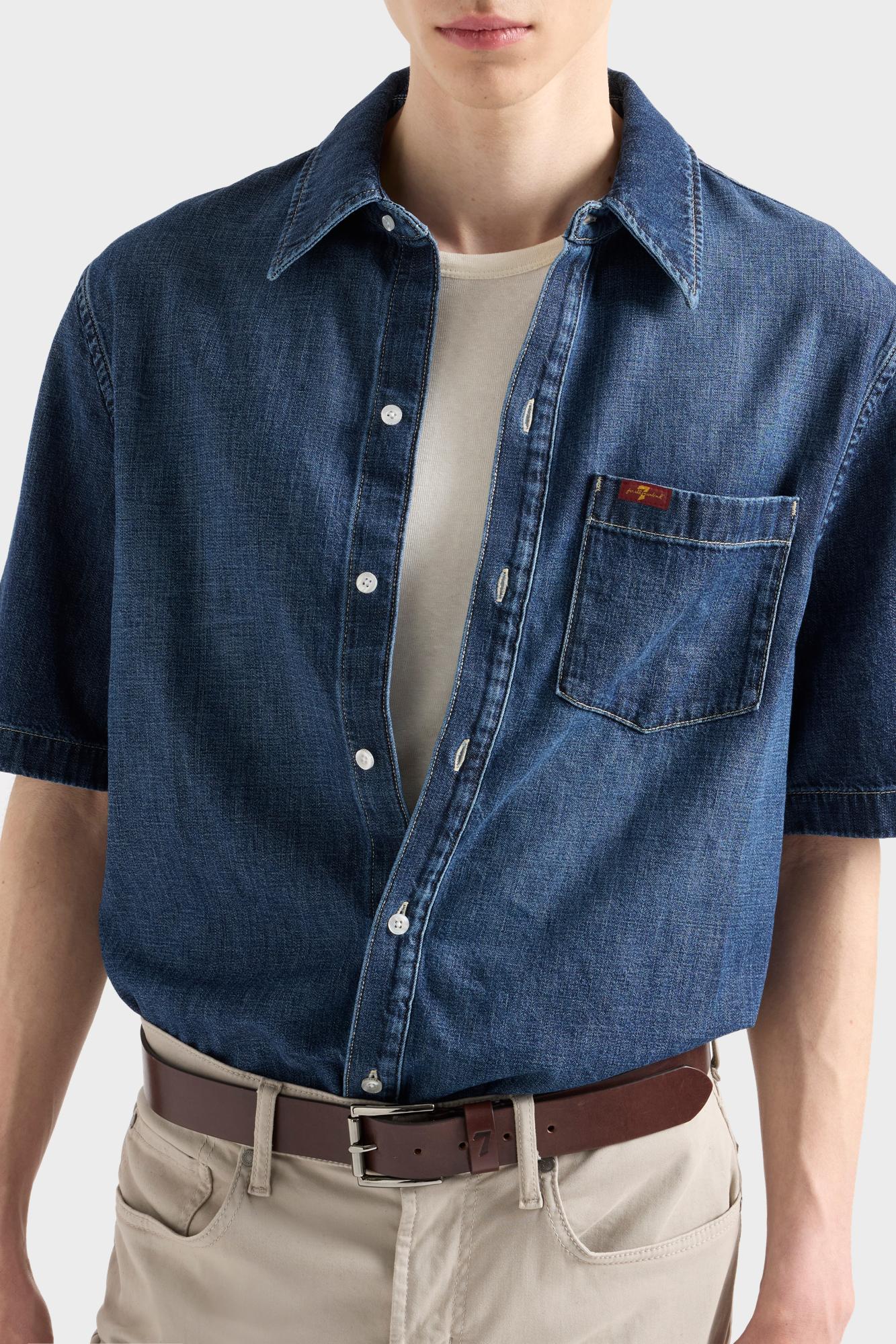 SHORT SLEEVE REGULAR SHIRT in Denim Duster - Image 6