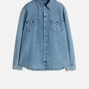 Denim Linen Overshirt in Station