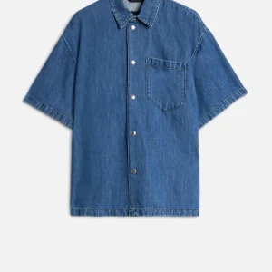 SHORT SLEEVE DENIM OVERSHIRT in Indigo Linen Cloudbreak