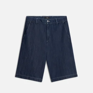 WIDE LEG CHINO SHORT in Indigo Linen Nocturnal
