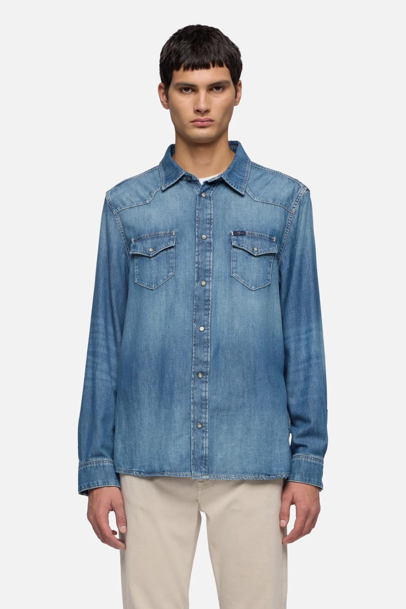 DENIM WESTERN SHIRT in Border - Image 3