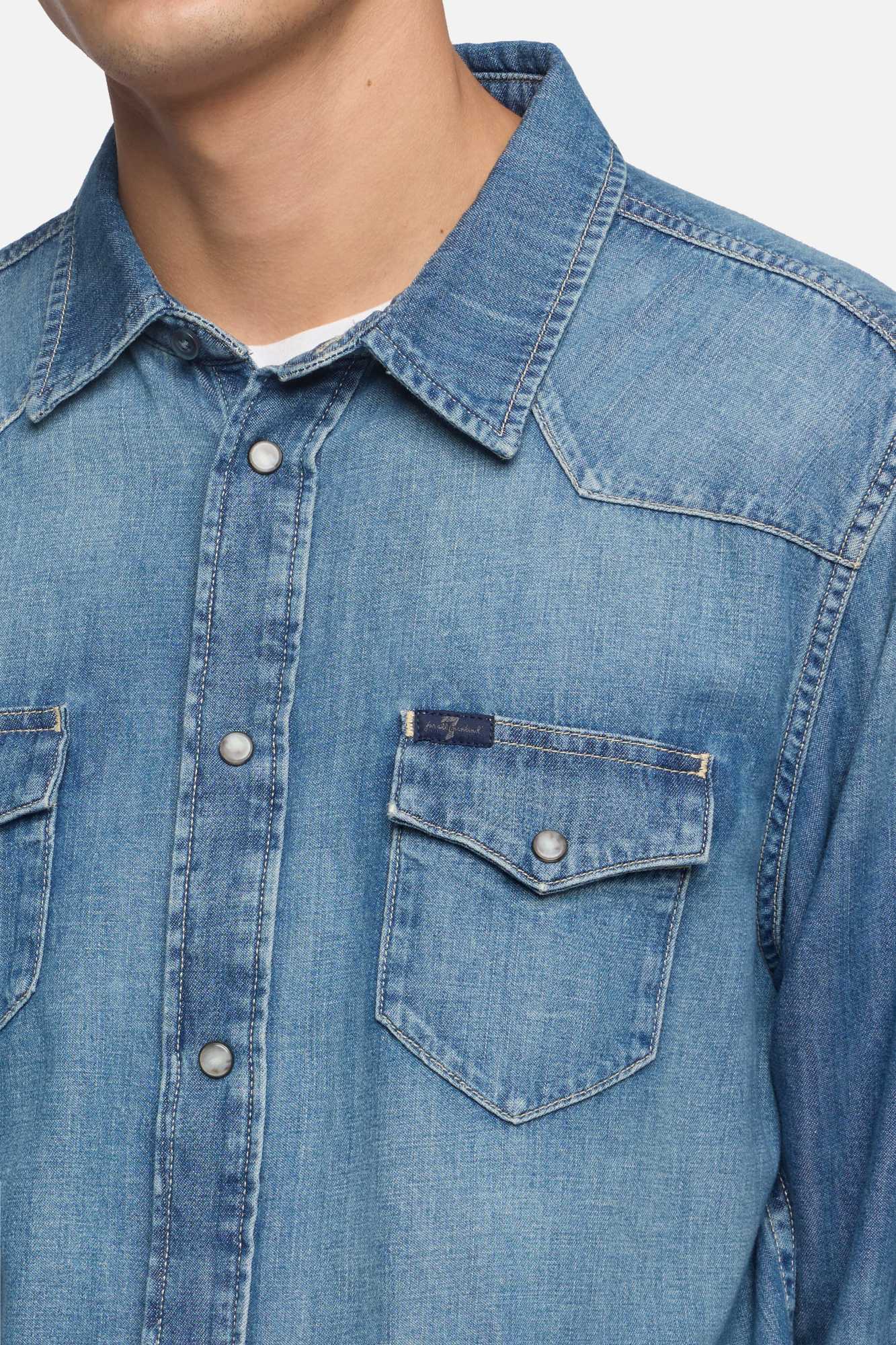 DENIM WESTERN SHIRT in Border - Image 4
