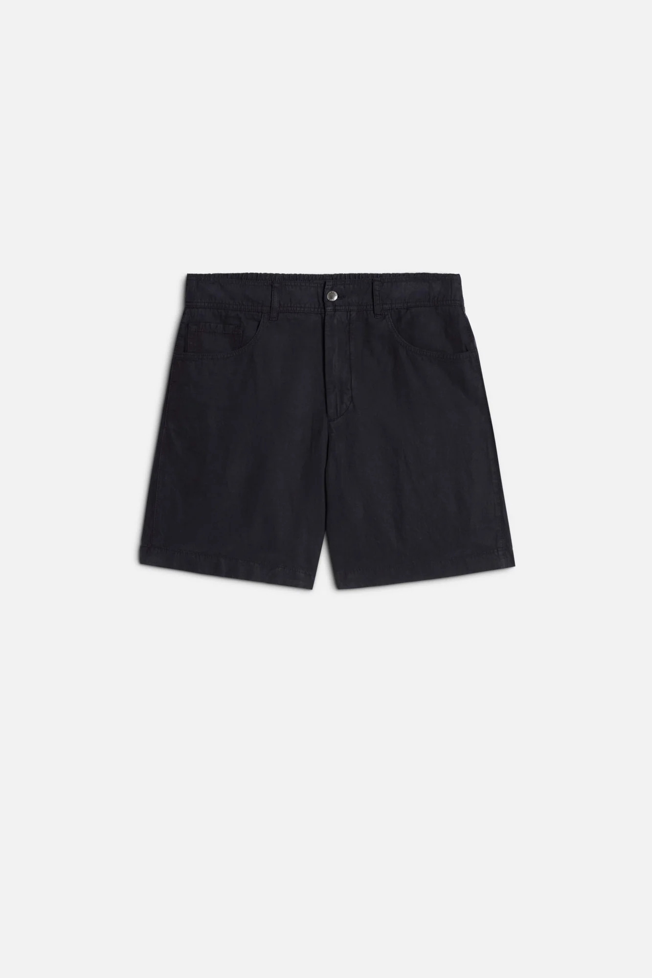HYBRID JOGGER SHORT in Linen Blend Navy