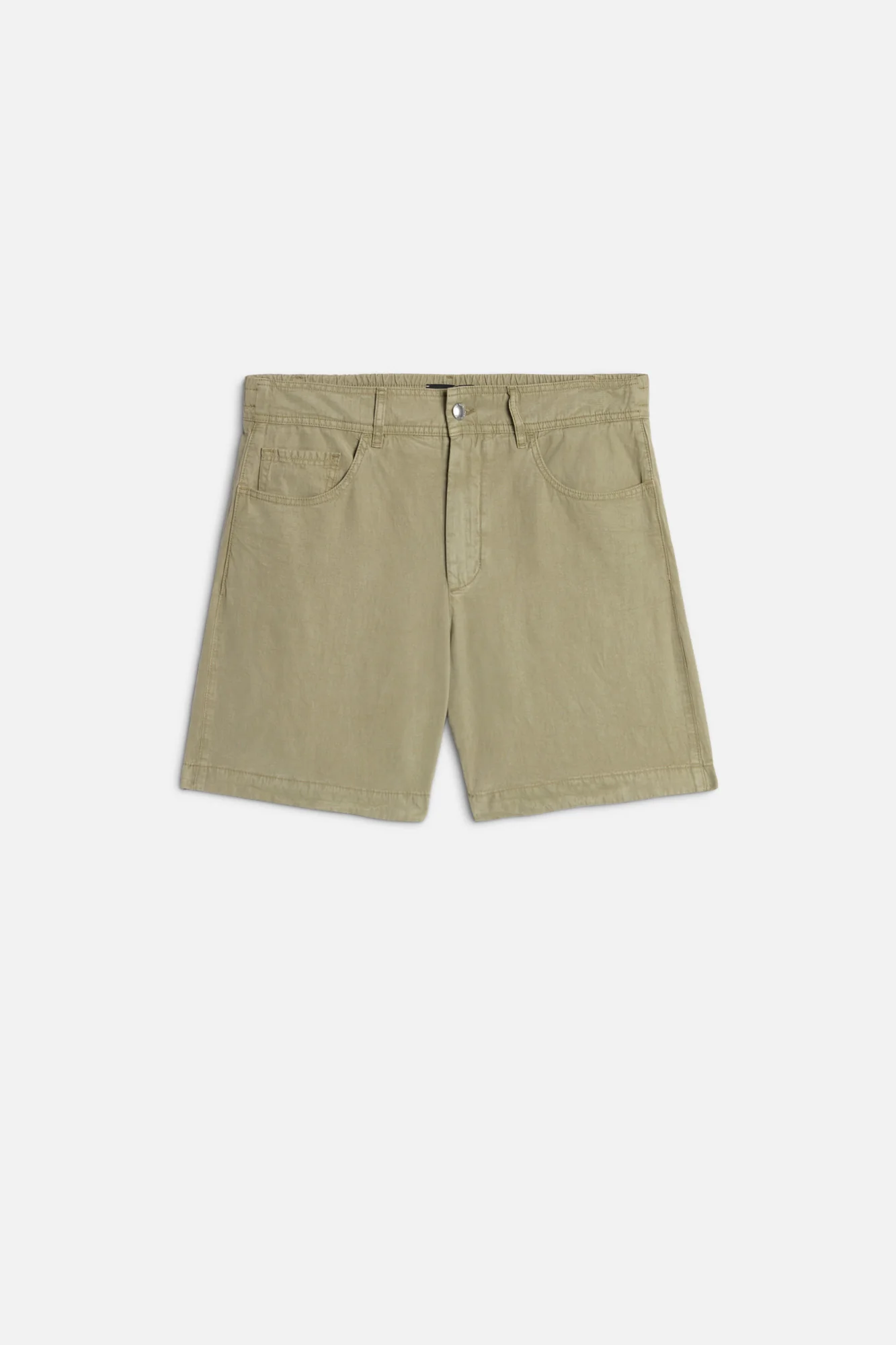 HYBRID JOGGER SHORT in Linen Blend Army