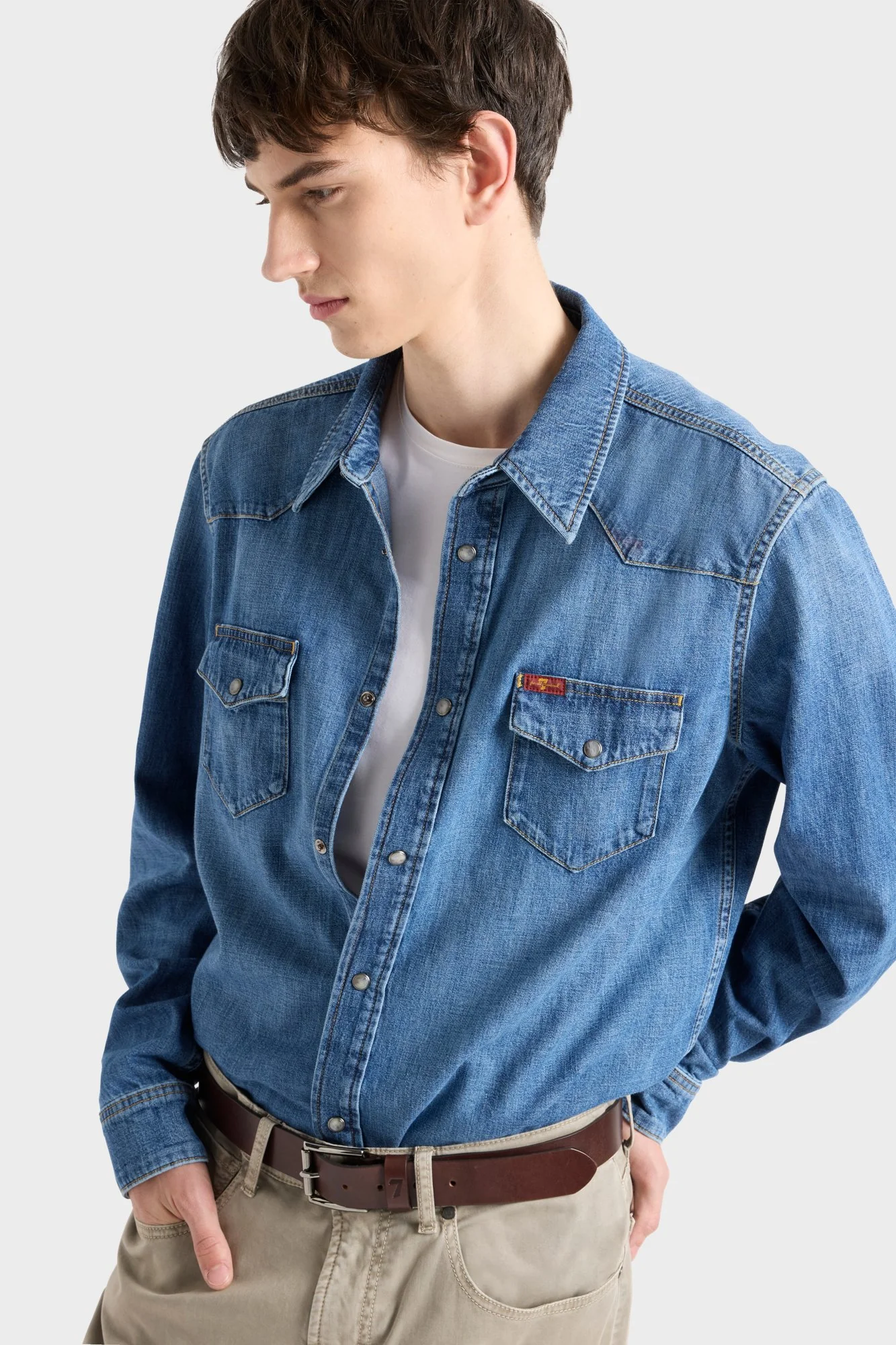 LONG SLEEVE WESTERN SHIRT in Denim Canyon - Image 6