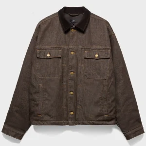 PLEATED JACKET in Denim Deep Earth