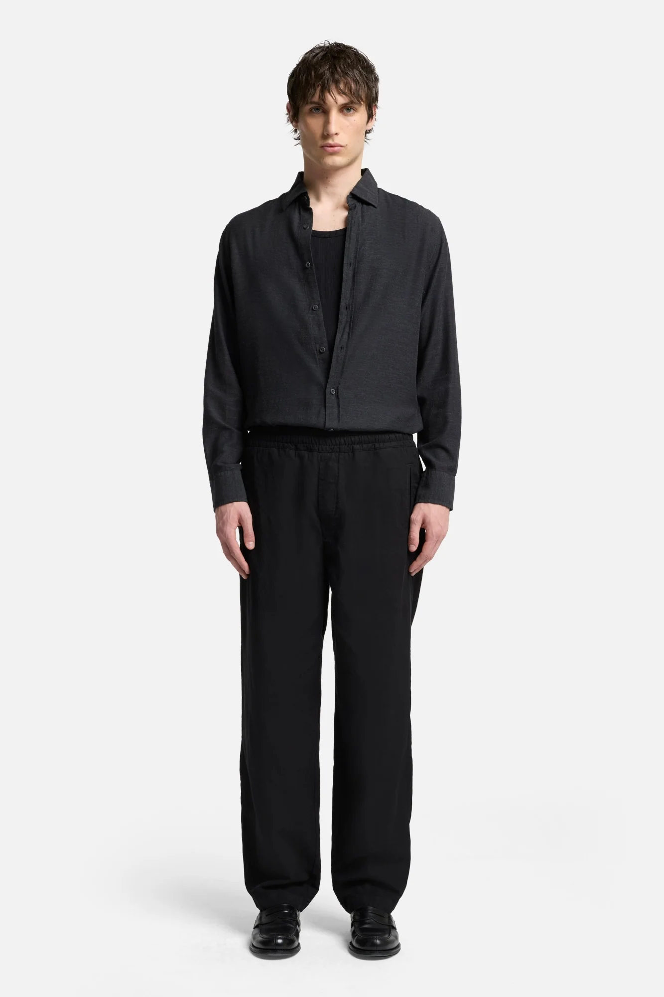 Linen Blend Jogger Pant in Black - Image 2