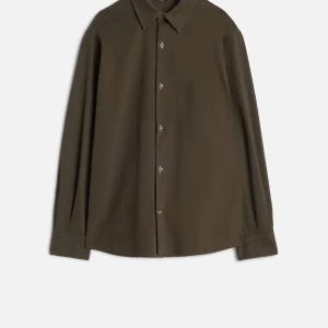 Comfort Twill Button Up Shirt In Dark Olive