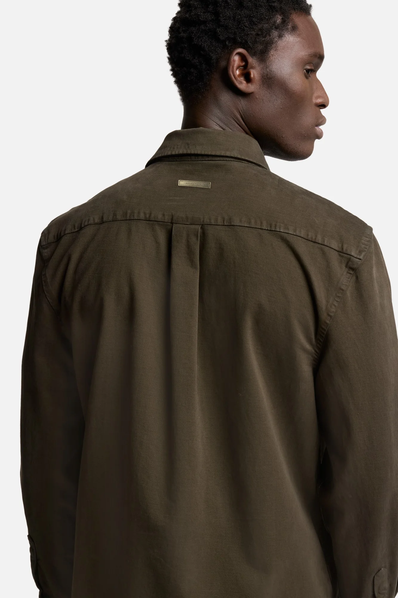 Comfort Twill Button Up Shirt In Dark Olive - Image 4