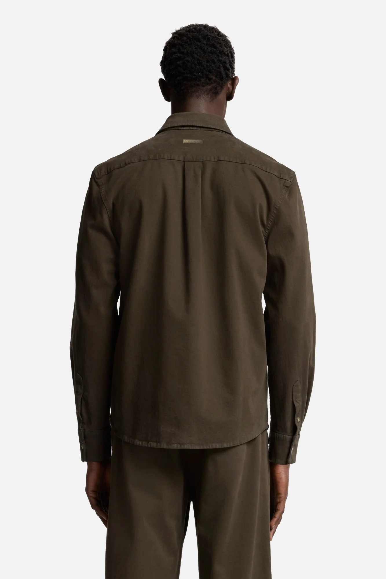 Comfort Twill Button Up Shirt In Dark Olive - Image 5