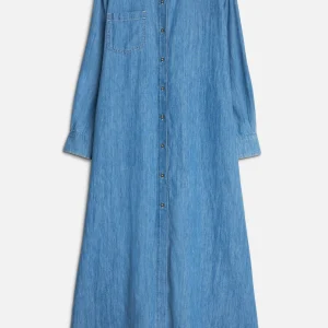 Indigo Linen Maxi Shirtdress in Icy