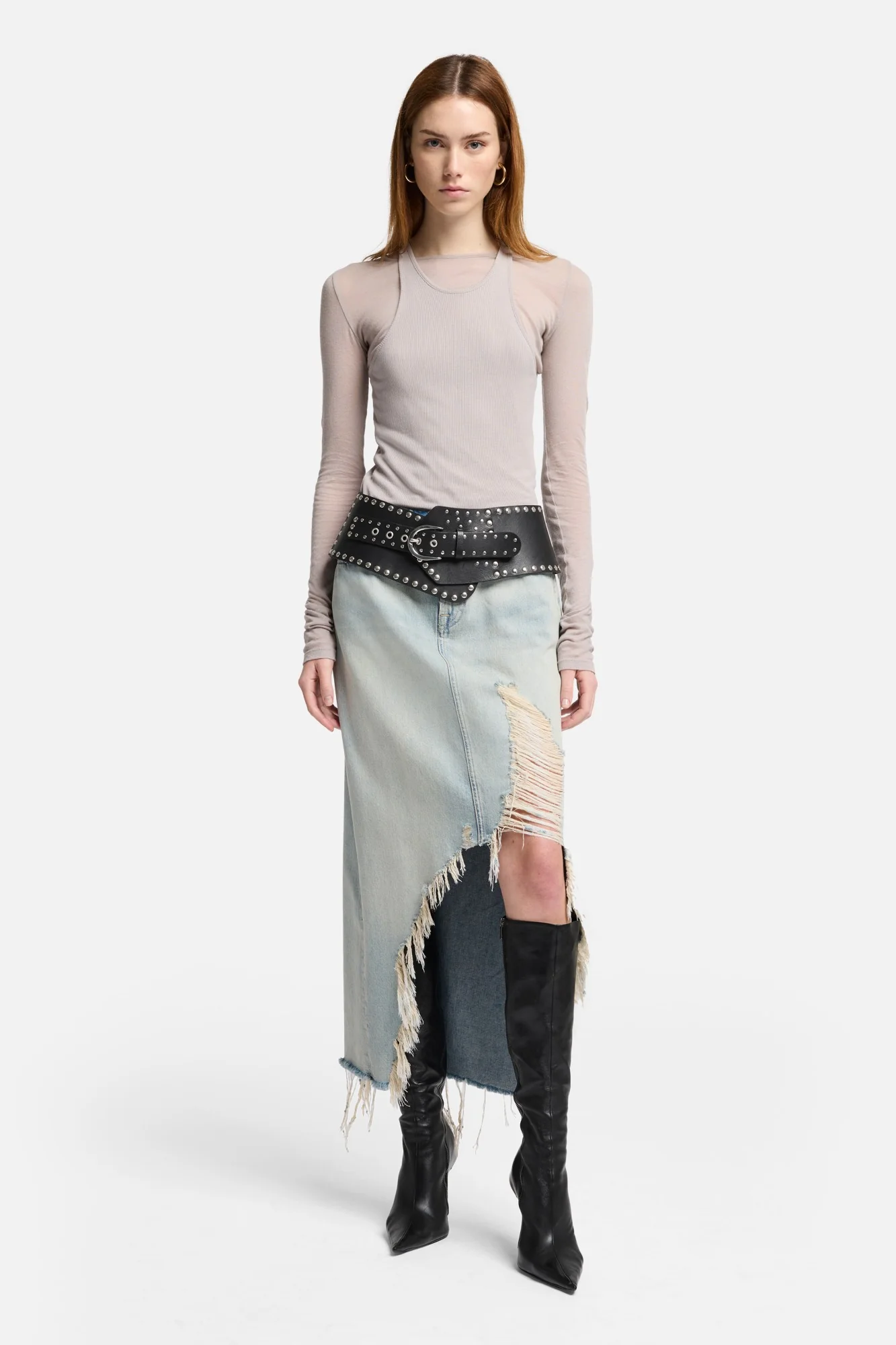 MANKIND Denim Midi Skirt in Peaches - Image 2