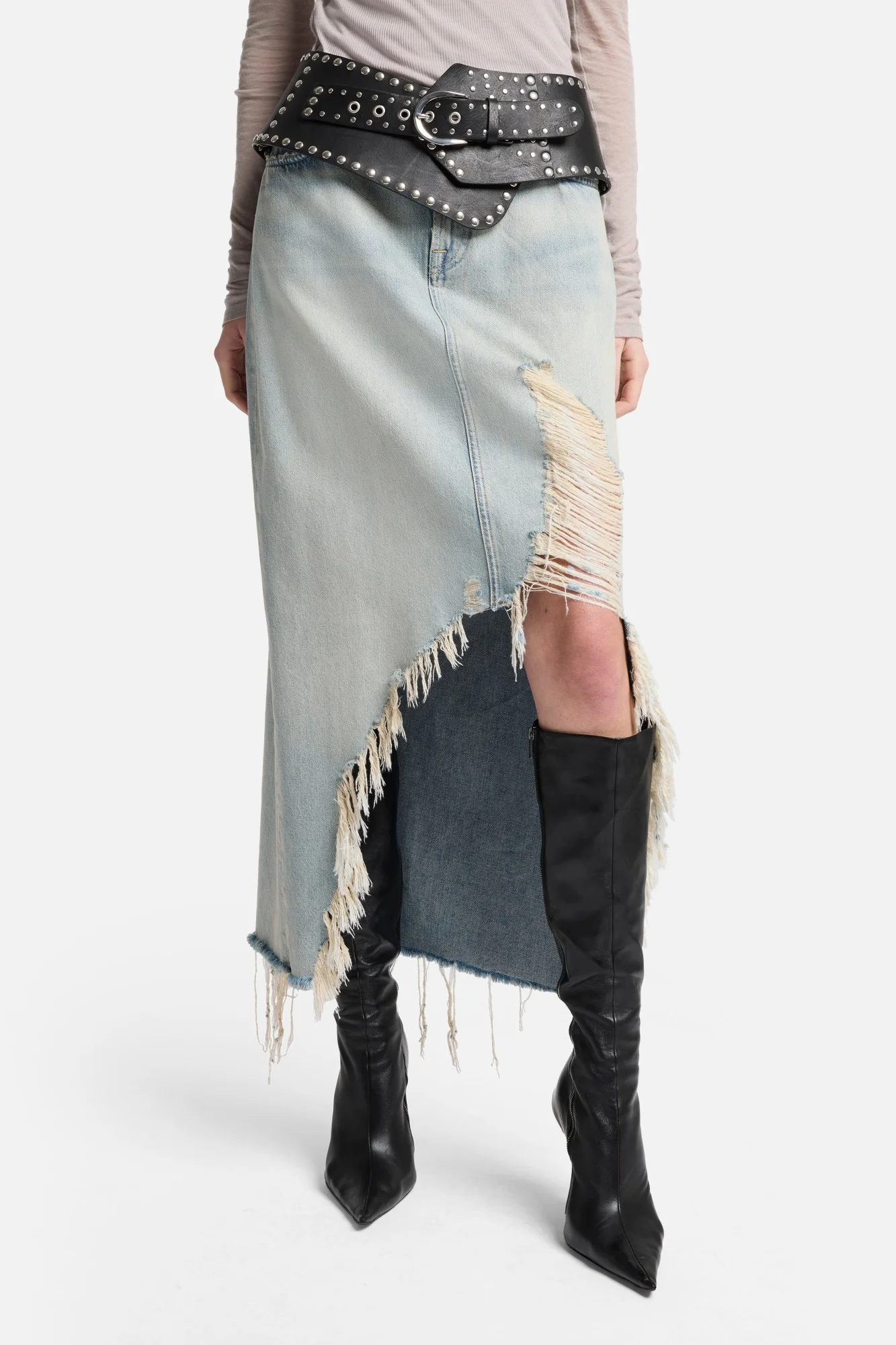MANKIND Denim Midi Skirt in Peaches - Image 4