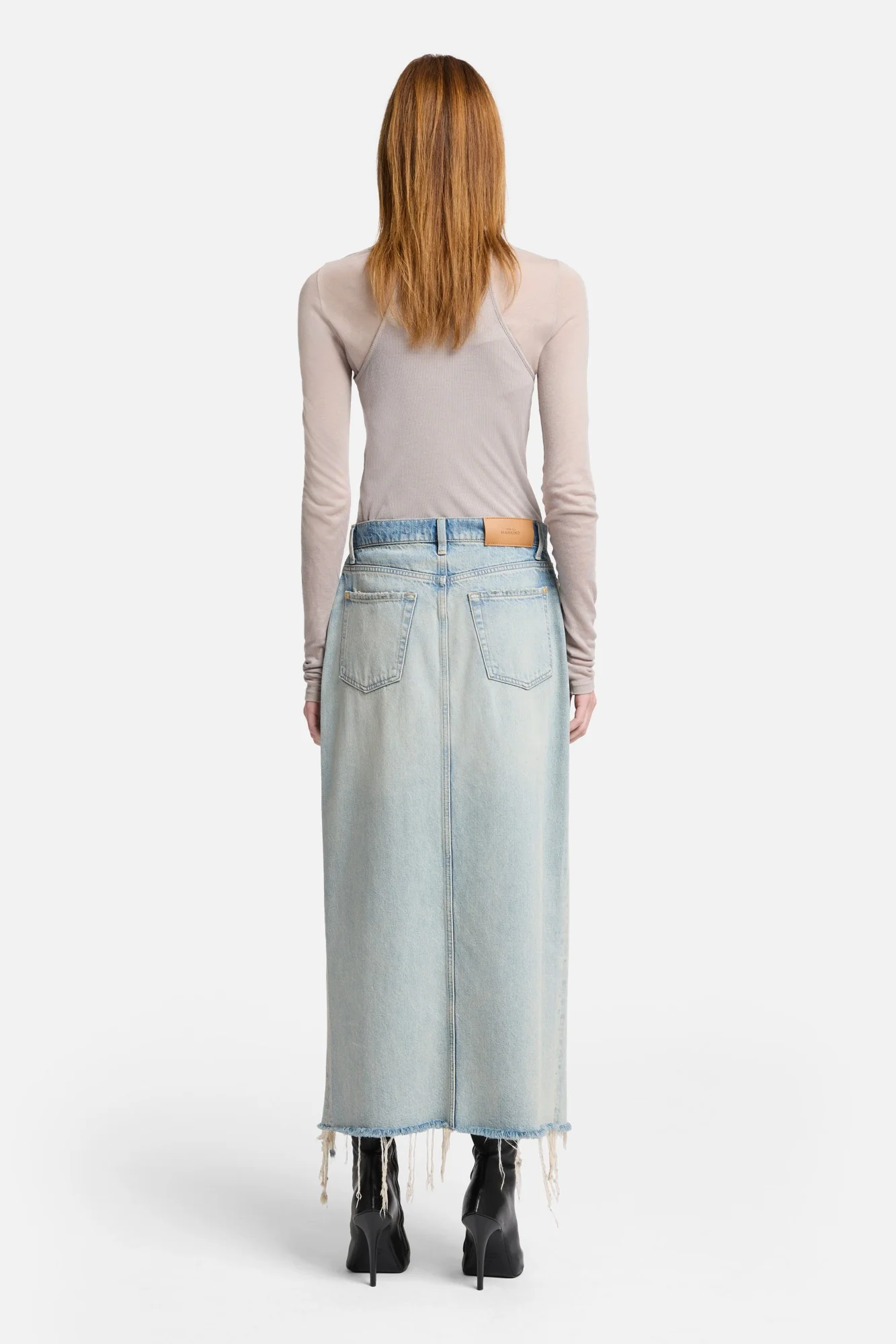 MANKIND Denim Midi Skirt in Peaches - Image 5