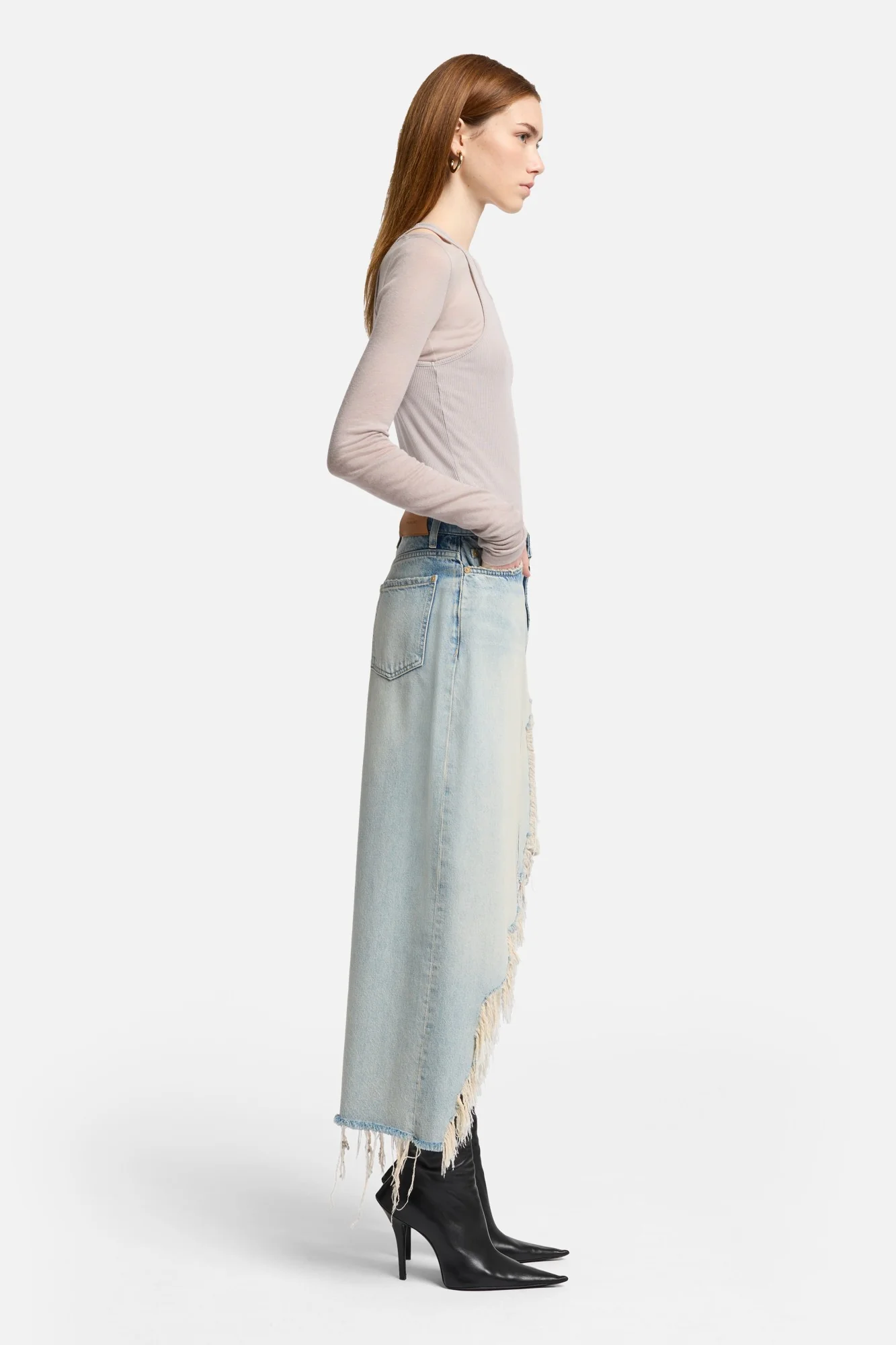 MANKIND Denim Midi Skirt in Peaches - Image 6