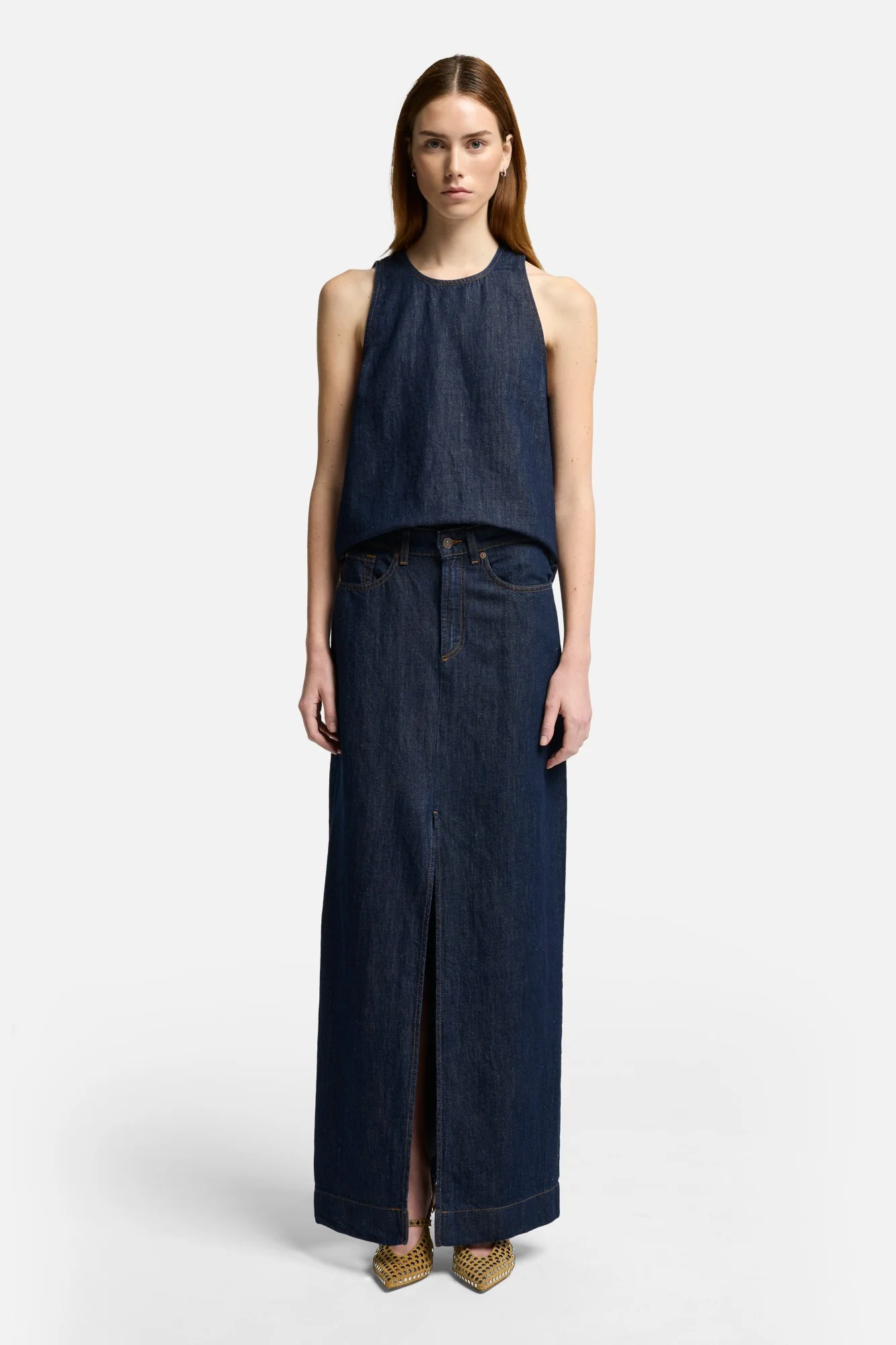 Indigo Linen Calla Skirt in Blueberry - Image 2