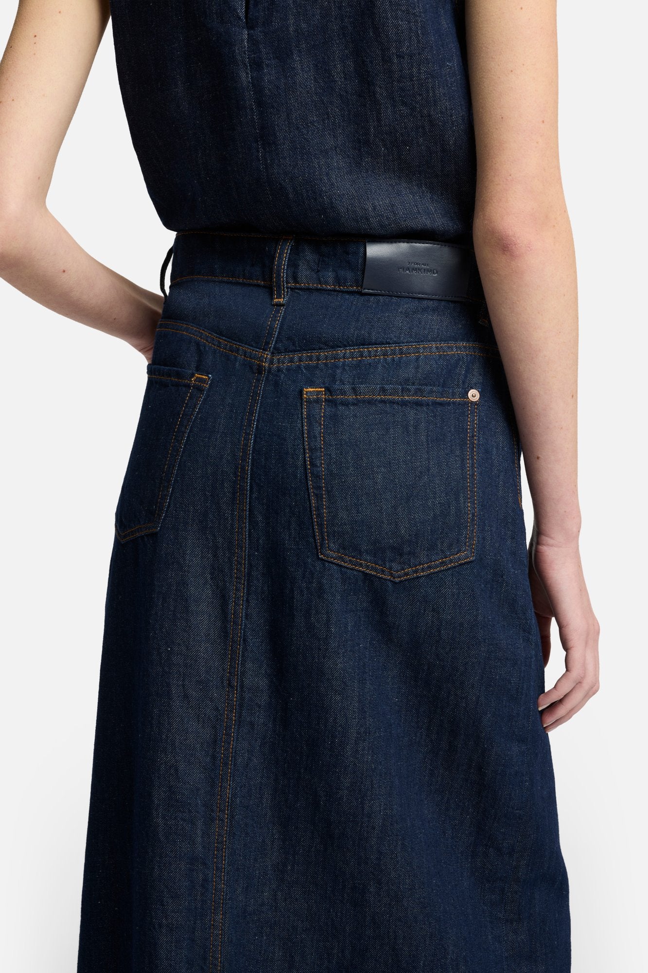 Indigo Linen Calla Skirt in Blueberry - Image 4