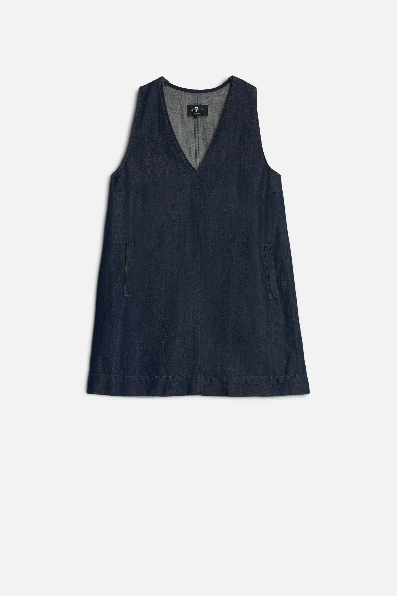 Indigo Linen V-Neck Dress in Blueberry