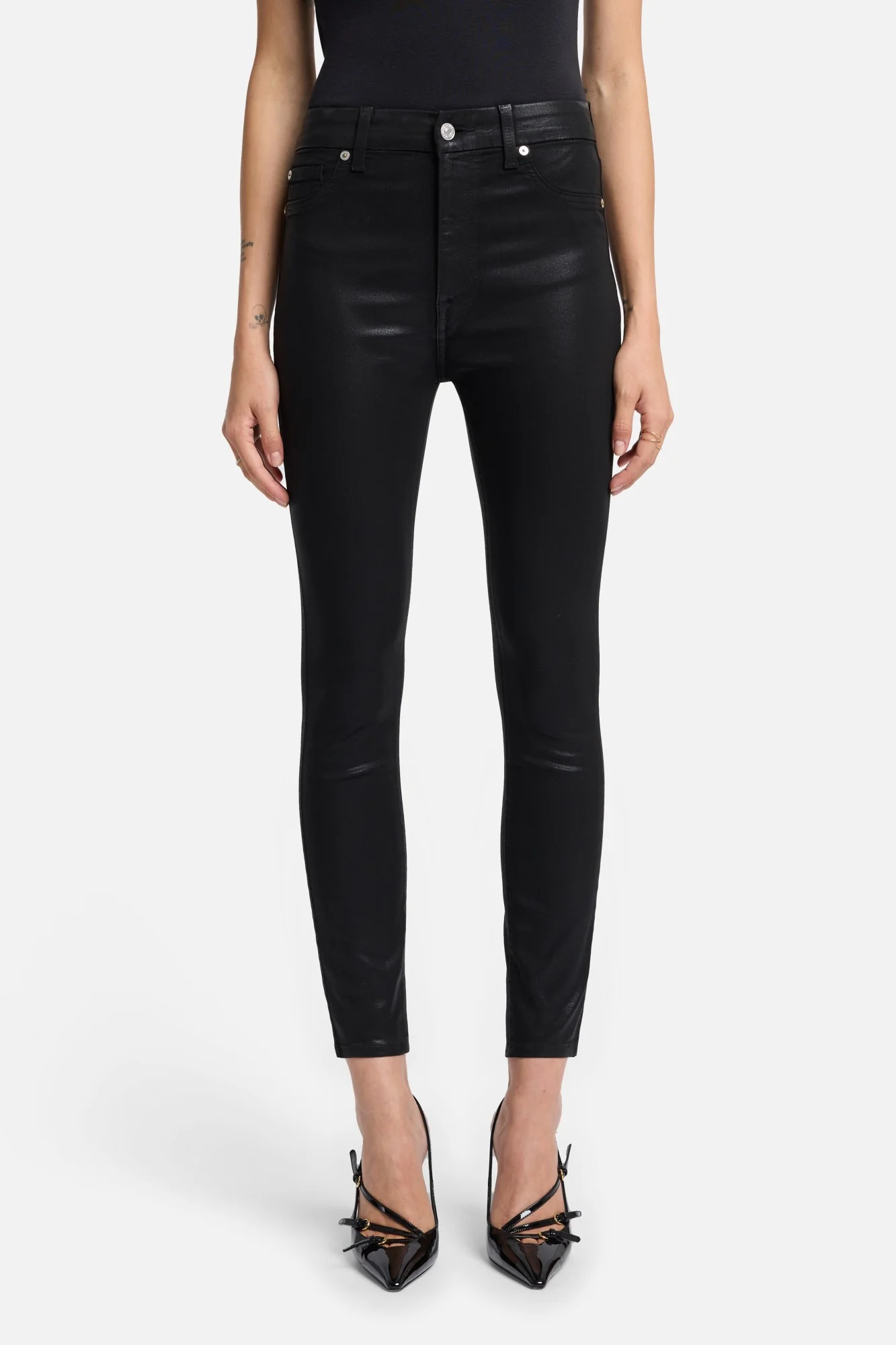 B(air) High Waist Ankle Skinny in Coated Black - Image 2