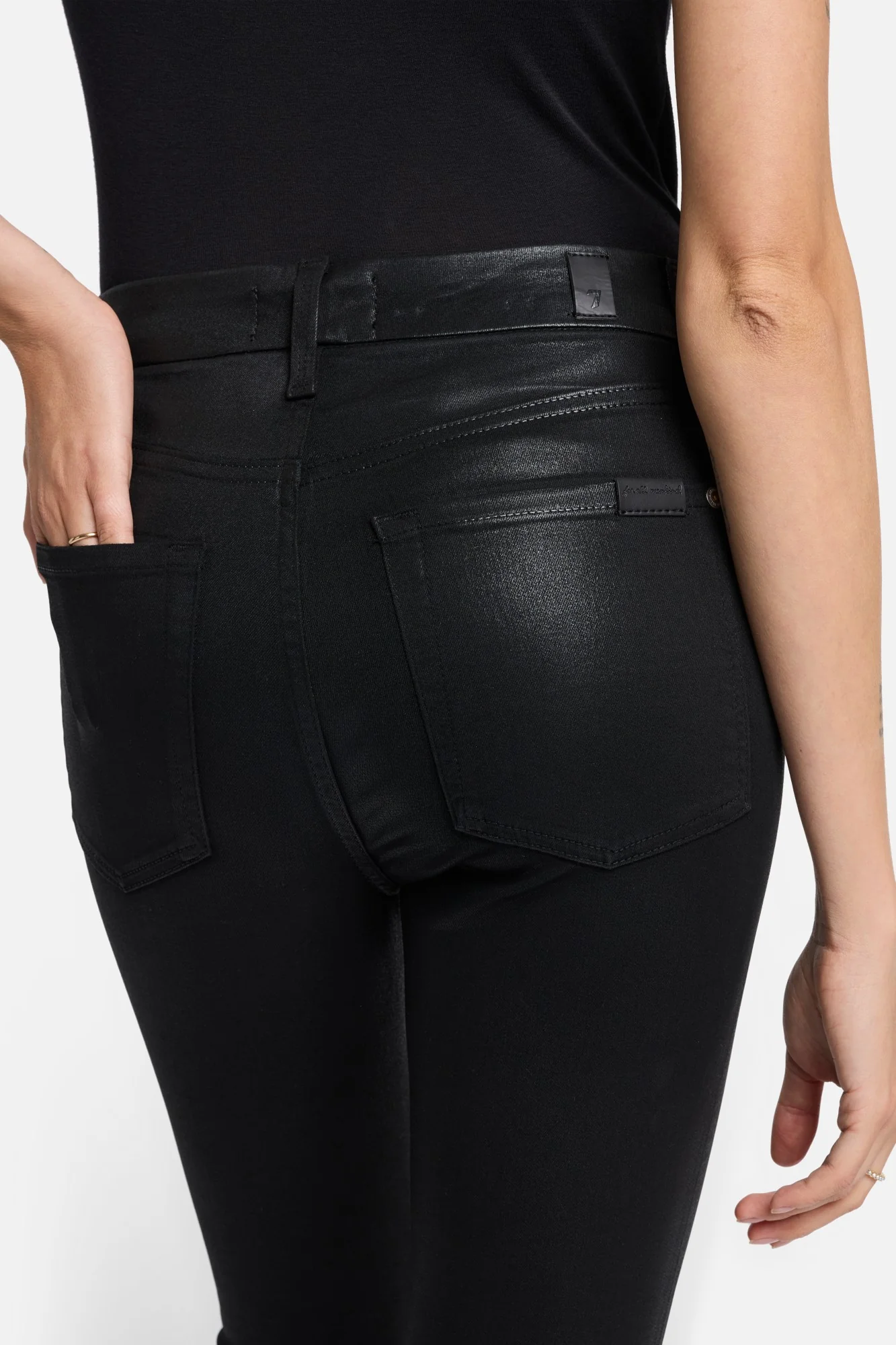 B(air) High Waist Ankle Skinny in Coated Black - Image 3