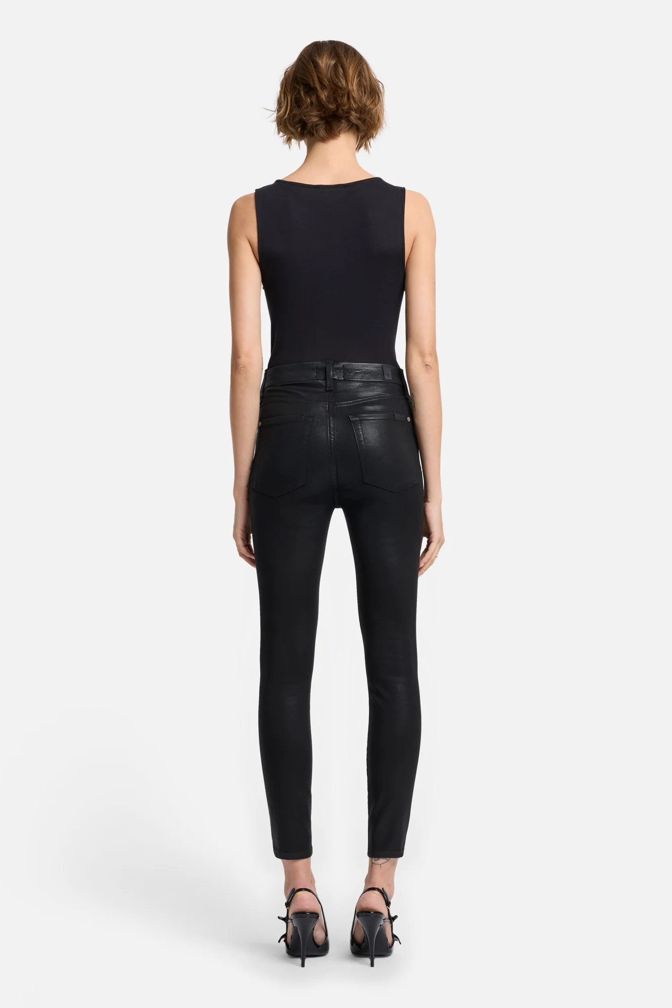 B(air) High Waist Ankle Skinny in Coated Black - Image 4