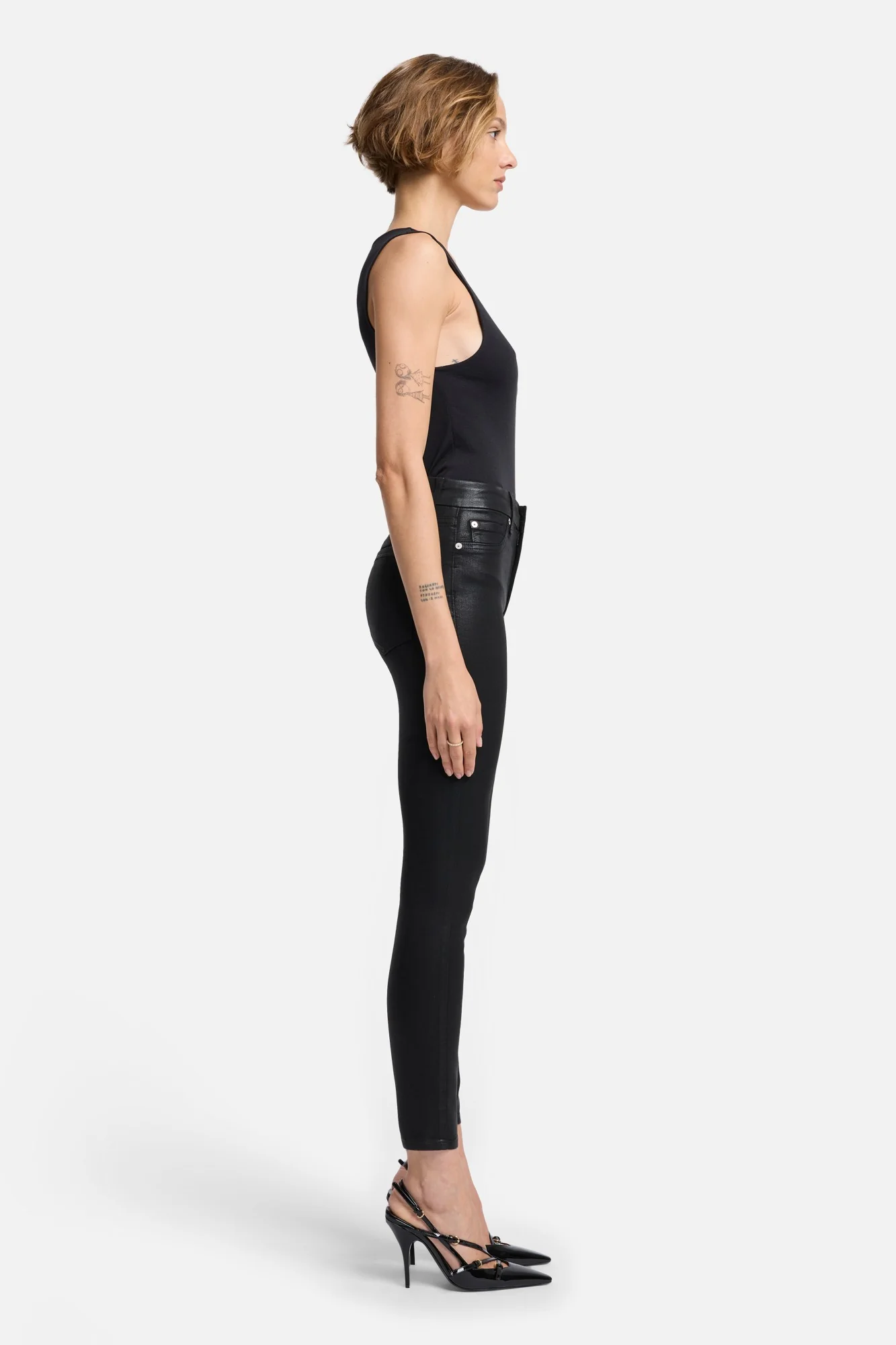 B(air) High Waist Ankle Skinny in Coated Black - Image 5