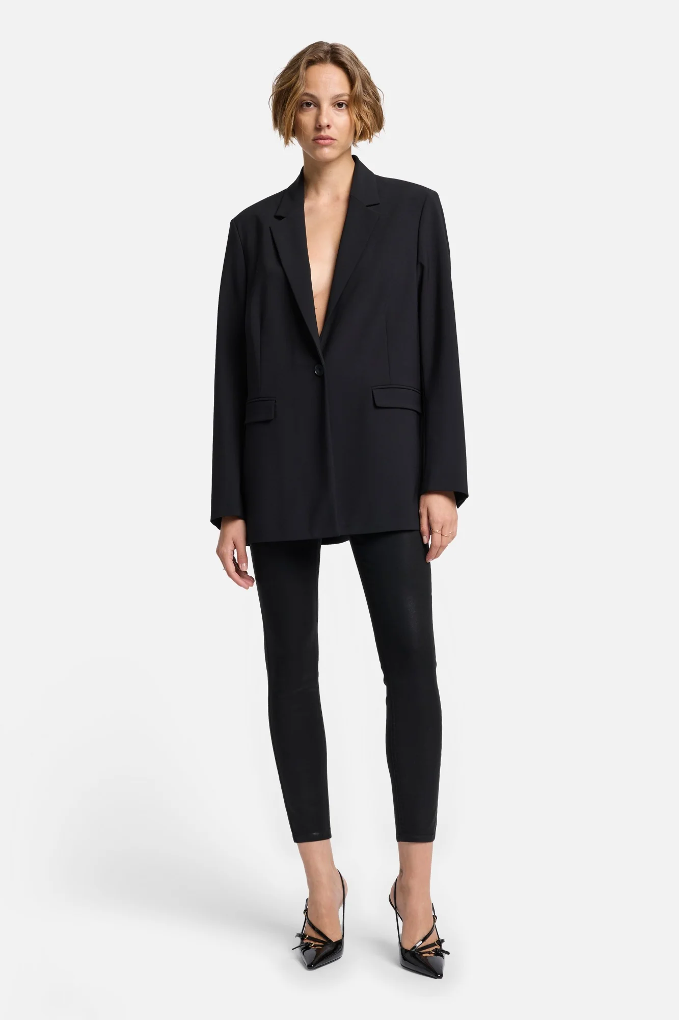 B(air) High Waist Ankle Skinny in Coated Black - Image 6