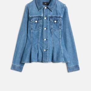 Weightless Denim Flounce Trucker Jacket in Hilo