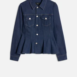 Weightless Denim Flounce Trucker Jacket in Halona