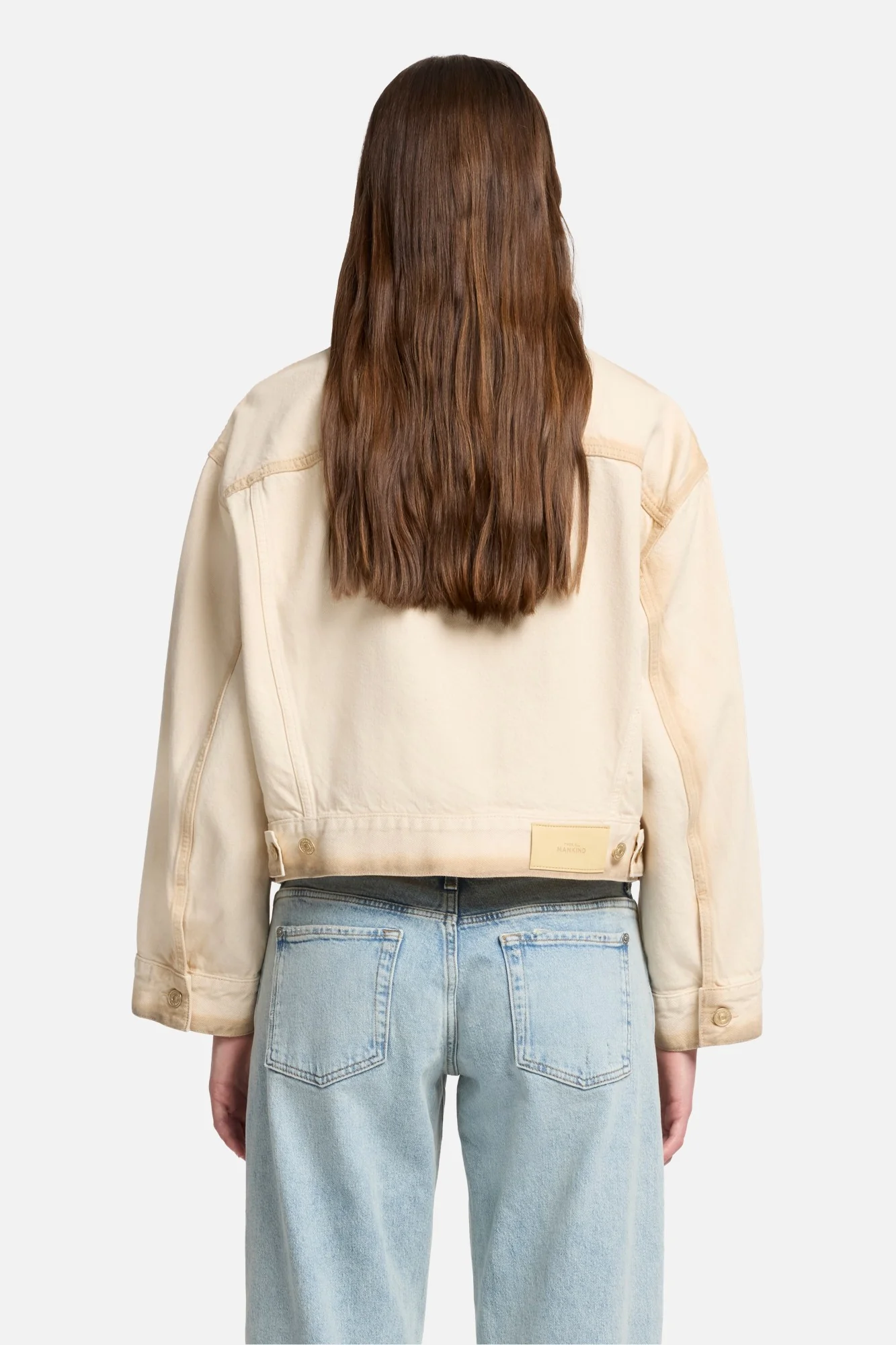 MANKIND Oli Cropped Trucker Jacket in Sand Beach - Image 5
