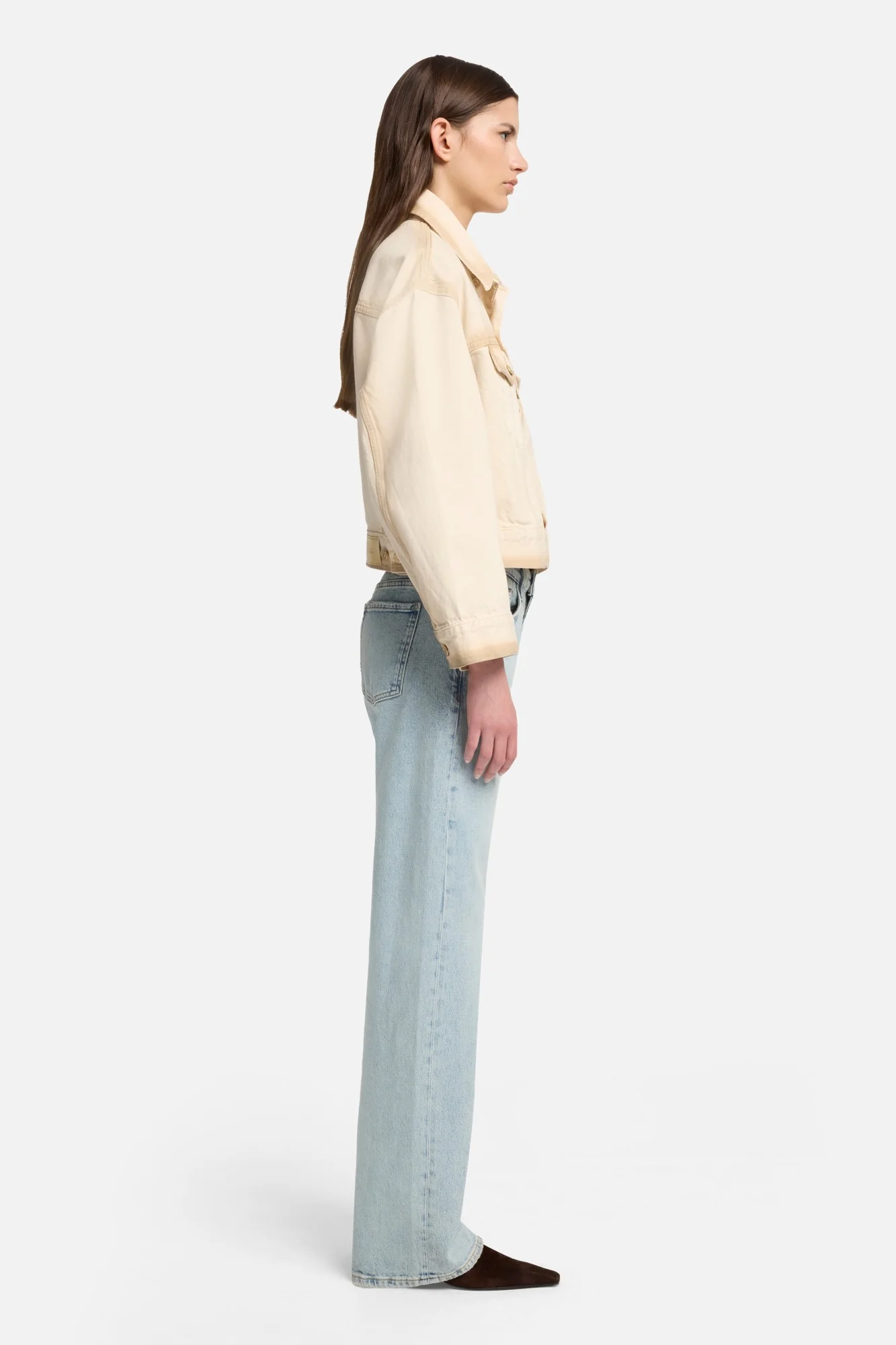 MANKIND Oli Cropped Trucker Jacket in Sand Beach - Image 6