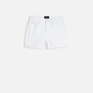 Broken Twill Mid Roll Short In White