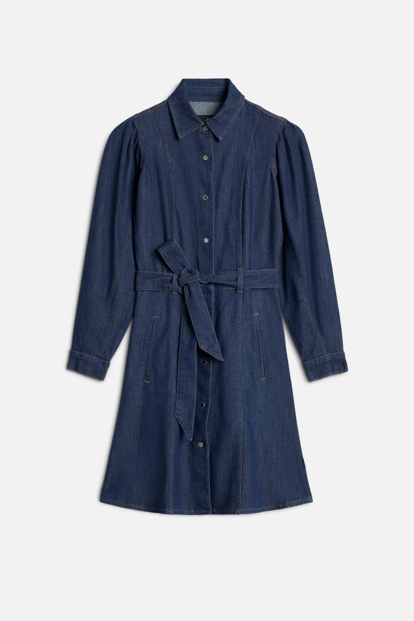 PUFF SLEEVE MINI DRESS in Weightless Denim Halona